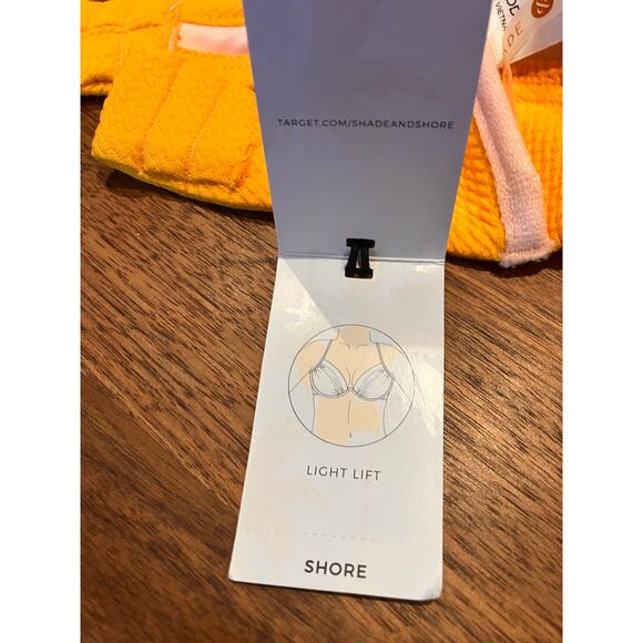 Shade Shore Bikini Top 36DD Yellow Textured Light Lift Halter Tie Swimwear - Picture 4 of 8